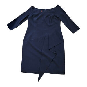 Tom and Linda Platt Size 14 3/4 Sleeve Dark Blue Zip Closure Mini Dress *flaw*